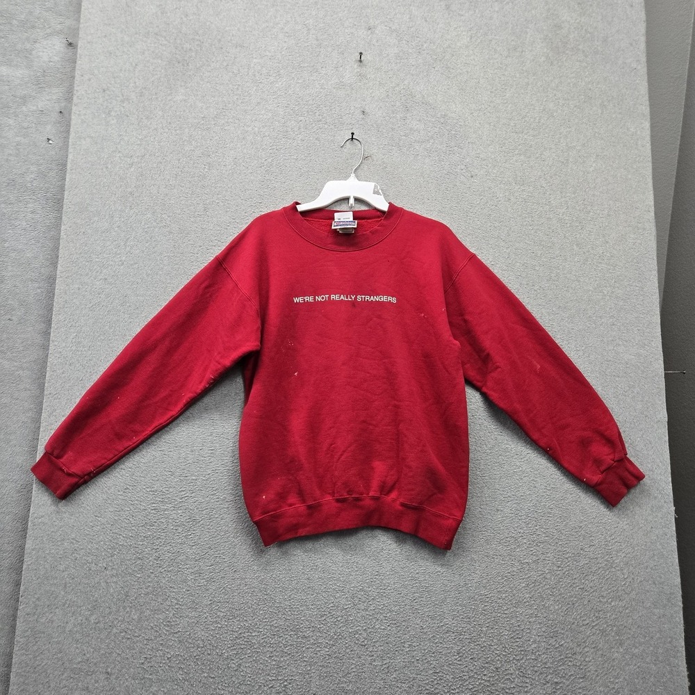 VINTAGE Hanes Men Sweatshirt S Red Fleece Spellout Logo Graphic Print READ